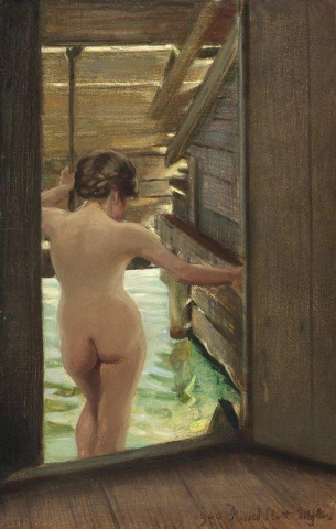 Donna nuda al bagno 1900