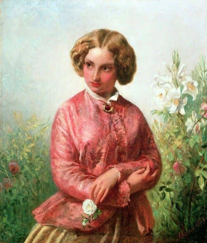 Ritratto Di Una Giovane Ragazza Con Una Rosa