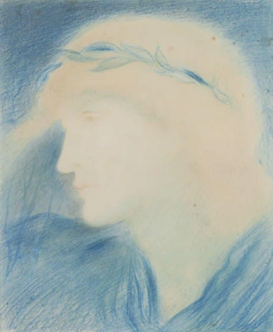 Donna con corona blu, 1869 circa