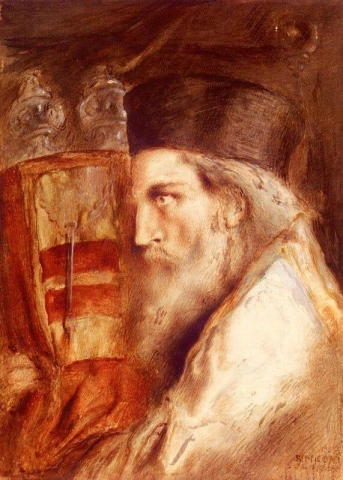 Young Rabbi Holding The Torah 1871
