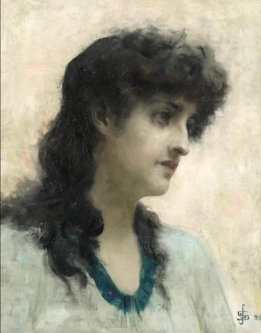 Porträtt av en dam som trodde vara Therese Abdulla 1886