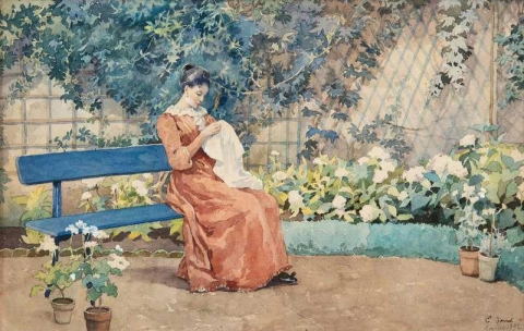 Ein nähendes Mädchen 1892