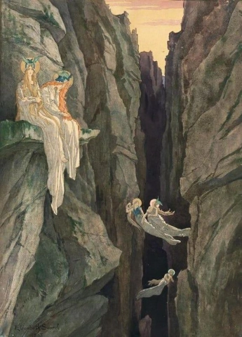 Vrouwelijke geesten in een kloof 1893