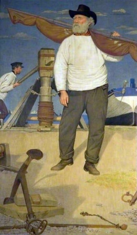 Fisker som bærer et seil 1906-07