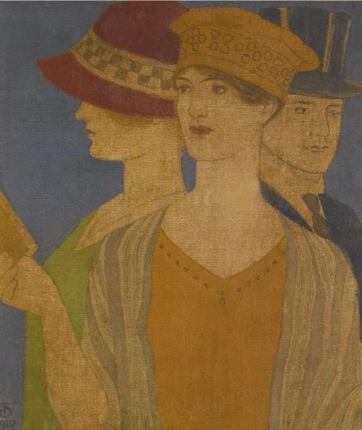Besökare på en utställning 1919