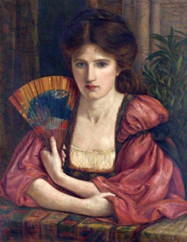 Zelfportret in een middeleeuwse jurk, 1874