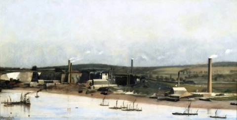 Cementverk på Medway vid Frindsbury Rochester 1887