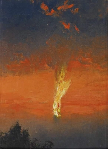 Lo Zeppelin in fiamme, 1916 circa
