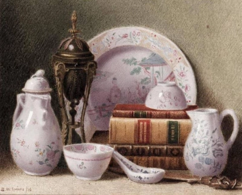 Still Life Of China And Books 1876