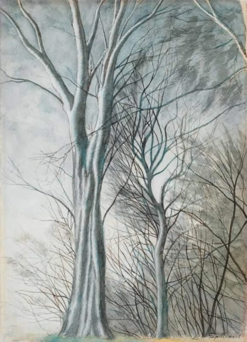 Troncos de árvores no inverno de 1942