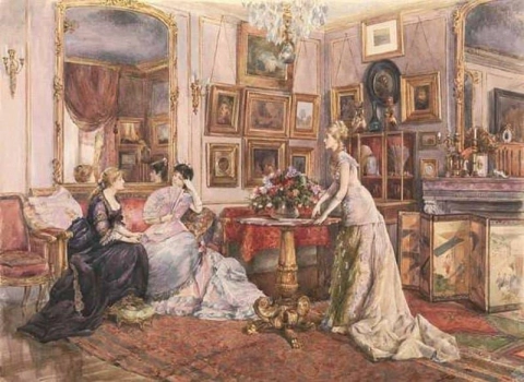 화가의 응접실에서, 1880년경