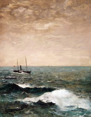 증기선이 있는 해양 1893