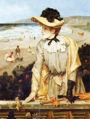 Ung kvinne på stranden eller La Parisienne