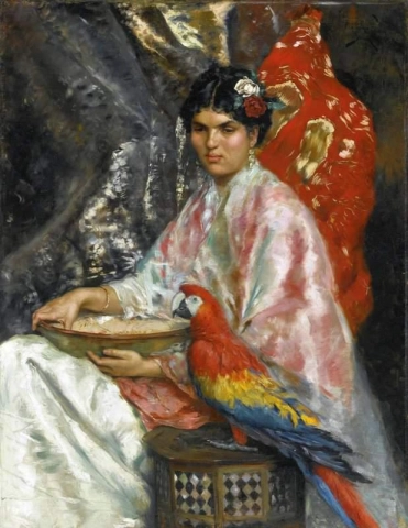 Nainen papukaijan kanssa 1875