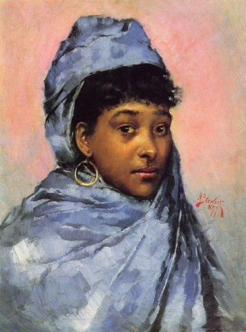 Junge Frau in Blau 1877