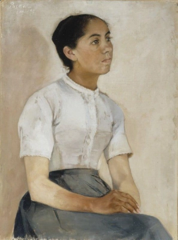 Jente sitter 1892