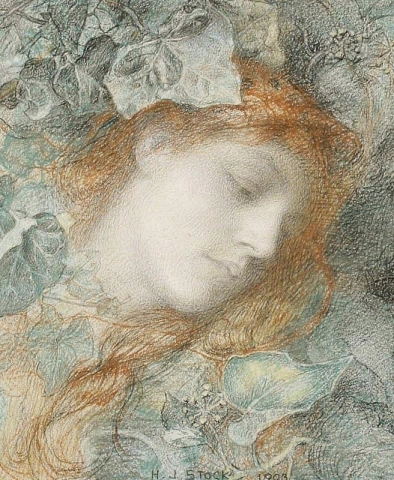 Portrait Of A Girl Surrounded By Ivy Leaves 1903