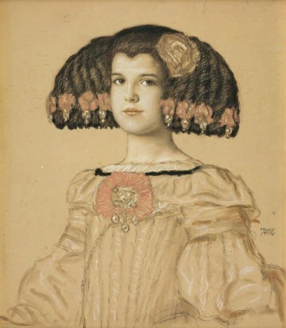 Muotokuva Marian taiteilijan tyttärestä espanjalaisasussa 1908