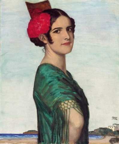穿着西班牙服装的艺术家的女儿玛丽，约 1916 年