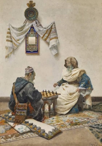 Una partita a dama, 1888 circa