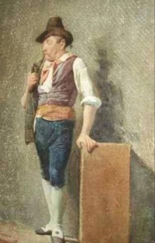 地域の衣装を着た男性の肖像画