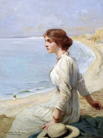 Tyttö katselee merelle 1918