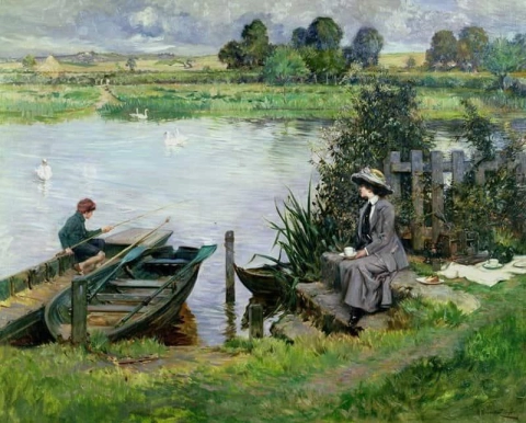 The Thames At Benson Oxfordshire 1912