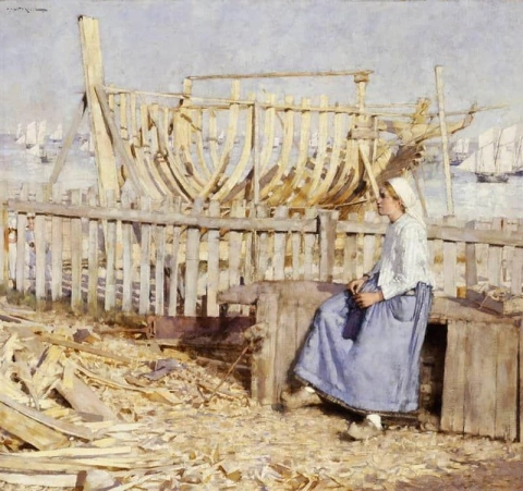 Верфь строителей лодок Канкаль Бретань 1881 г.