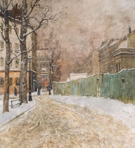A Parisian Street Scene In Winter 1897-98