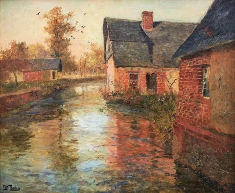 Ein Fluss, der an Arques-la-bataille vorbeifließt, ca. 1895