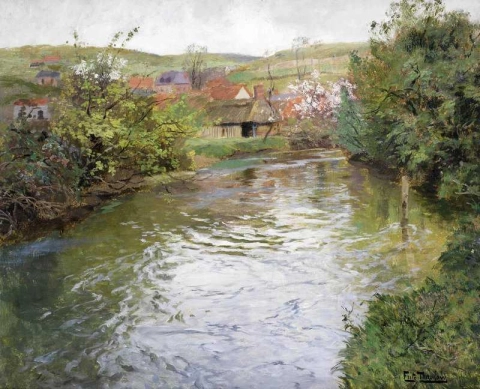 Farmhouses On The Banks Of A Stream