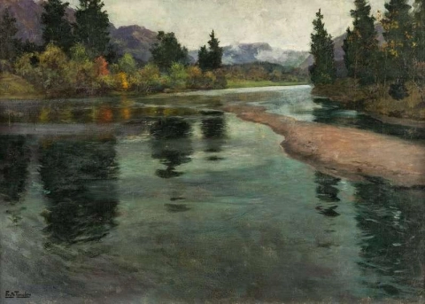 Paisaje del río noruego