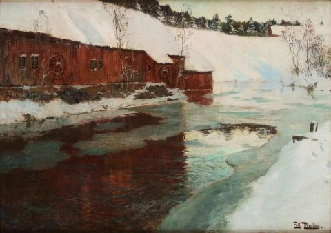 River Landscape In Winter