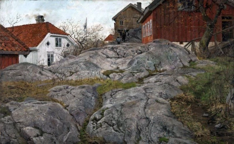 Steinmotiv fra Kragero 1882