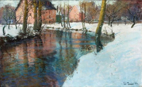 Paisaje invernal con arroyo 1895