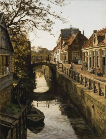 恩克赫伊曾 (Enkhuizen) 的 Wegje 和 Bleiswijkstraat 运河 1902 年