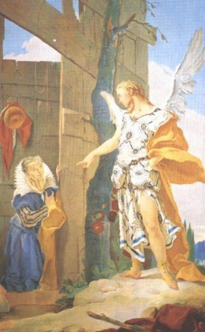 Tiepolo Giovanni Battista Sarah en de aartsengel