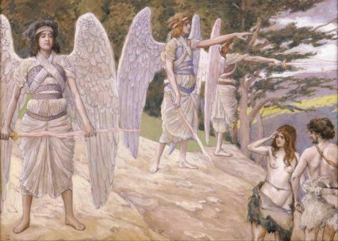 Adam und Eva aus dem Paradies vertrieben, ca. 1896-1902