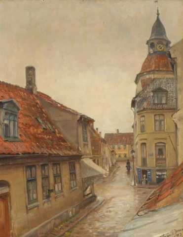 Улица в Фааборге на Фюне, 1913 год.