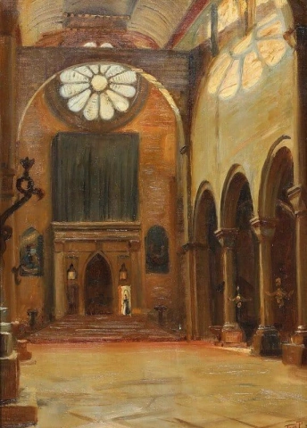 Интерьер базилики Сан-Дзено-Маджоре в Вероне до 1900 года.