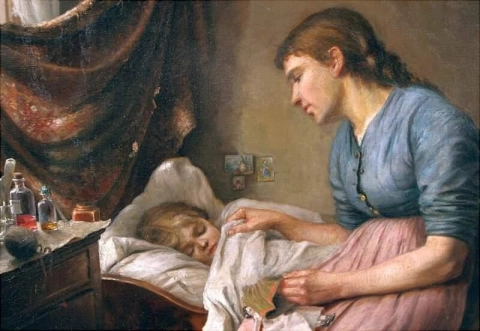 Mother Sitting At The Bedside