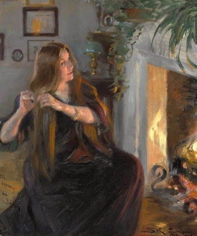 Brodersen By The Fireplace 1906