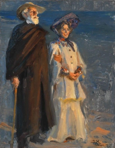 Drachmann And His Wife. Full Length 1905