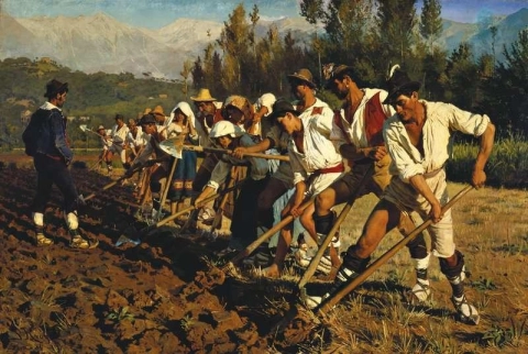 Italienische Feldarbeiter Abruzzen Italien