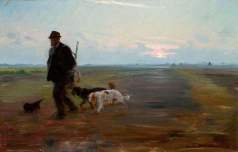 Michael Ancher återvänder från jakten