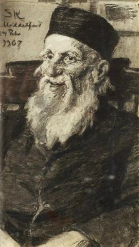 Vanhan miehen muotokuva Middelfartin mielisairaalassa 1907