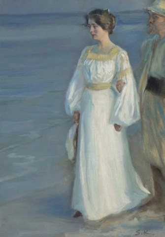Sommerabend am Strand von Skagen Porträt der Frau des Künstlers