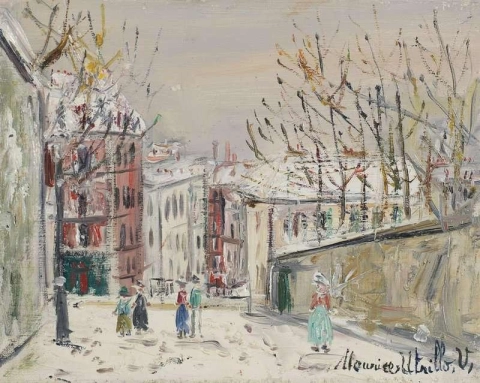 Rue Du Mont Cenis sotto la neve intorno al 1940
