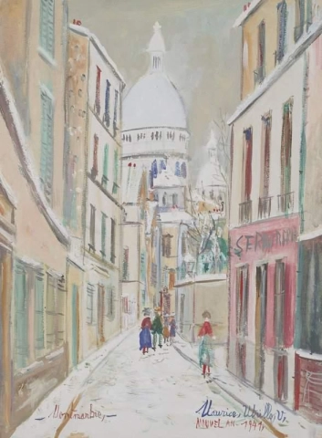 Rue Saint-rustique a Montmartre sotto la neve 1941