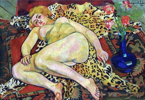 Catherine naakt liggend op Ine Peau De Panthere 1923